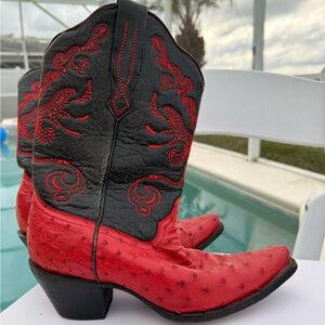 Corral red ostrich cowboy boots
